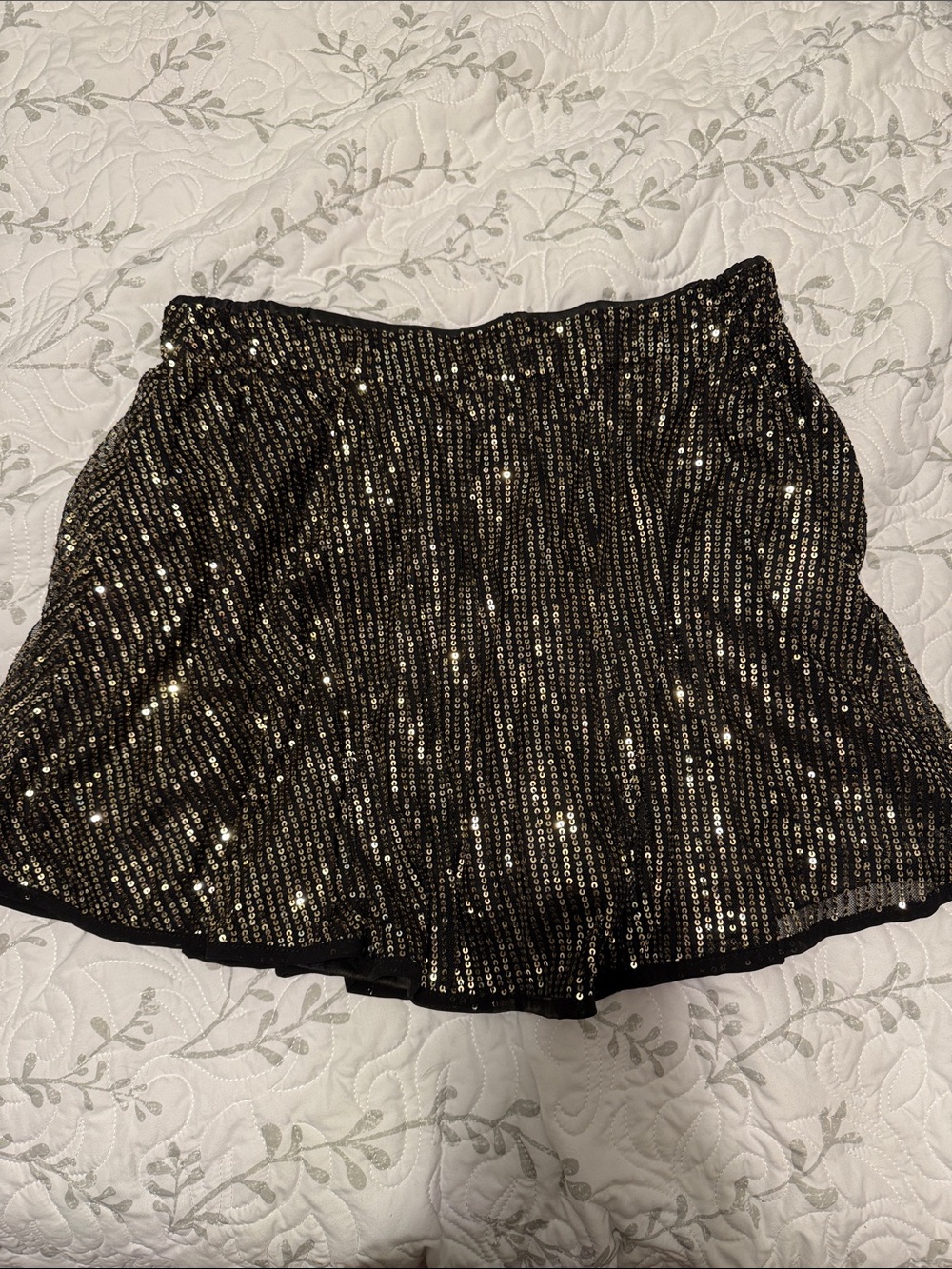 SHEIN Black Sequin Mini Skirt with Gold Accents
